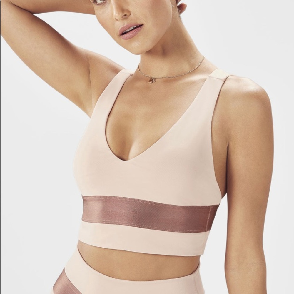 Fabletics Jog Bra Size L Color: Almond/RoseGold